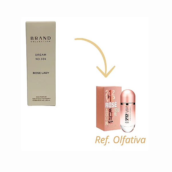 Brand Collection 034 - Perfume Feminino (Ref. Olfativa 212 Vip Rose) 30ml
