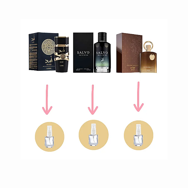 Combo 3 Mais Vendidos Masculinos - Fracionados Árabes 5ml cada (Asad, Salvo, Supremacy)