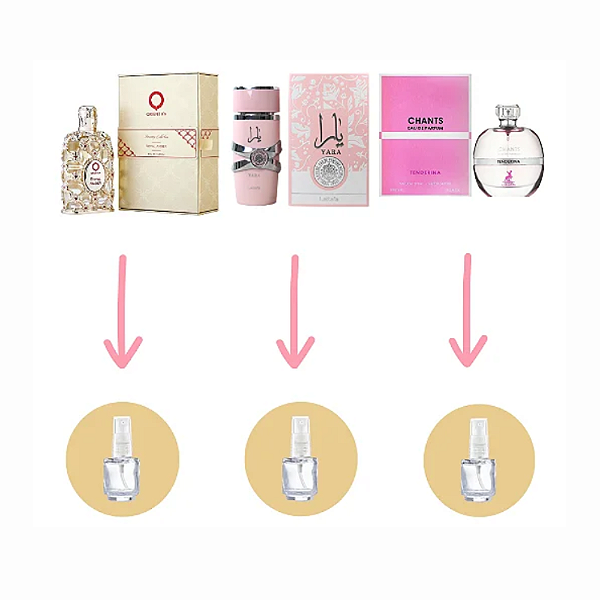 Combo 3 Mais Vendidos Feminino - Fracionados Árabes 5ml cada (Royal Amber, Yara, Chants)