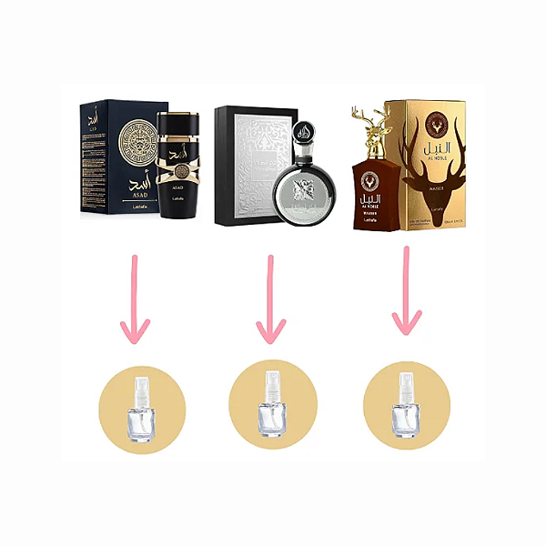 Combo 3 Árabes Afrodisíacos - Fracionados Masculino 5ml cada (Asad, Fakhar Black, Al Noble)