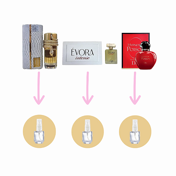Combo 3 Intensos - Fracionados 5ml cada (Musamam, Évora Intense Afrodisíaco, Hypnotic Poison)