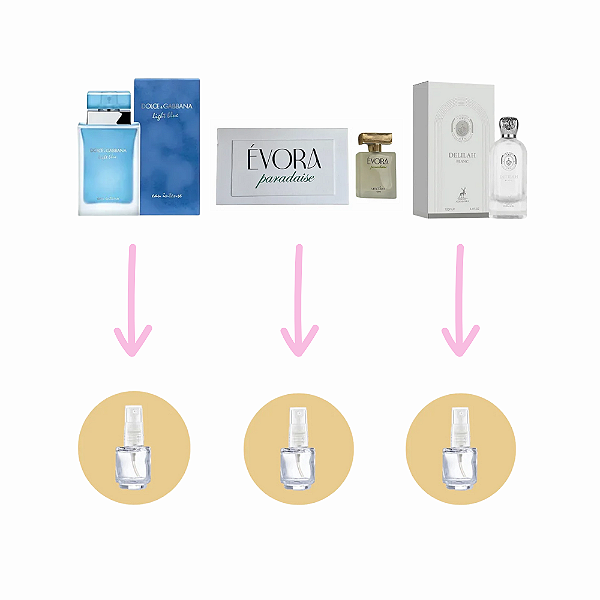 Combo 3 Frescos - Fracionados 5ml cada (Light Blue Intense, Évora Paradise Afrodisíaco, Delilah)