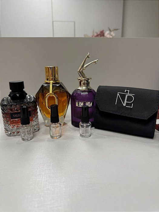 Kit promocional Mãe Sensual - Necessaire decante + 3 decantes 5ml