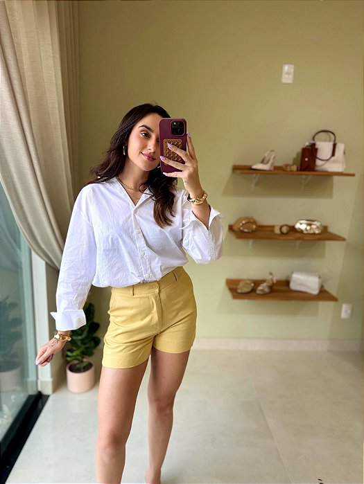 Shorts de Linho Premium Amarelo - S1106