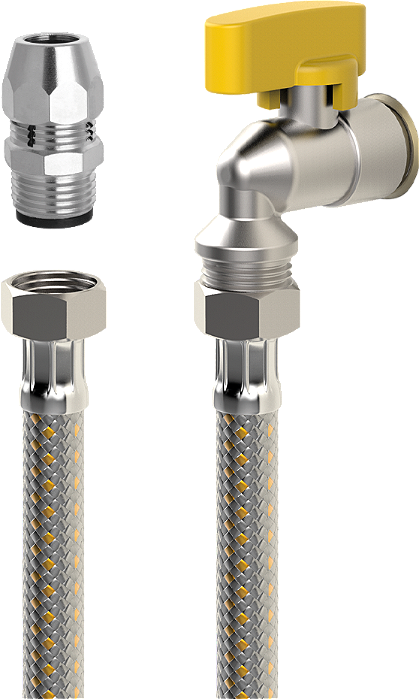 KIT INSTALACAO GAS C/ FLEXIVEL ESPIGAO 3/8 X REGISTRO 1/2 1,20M BLUKIT