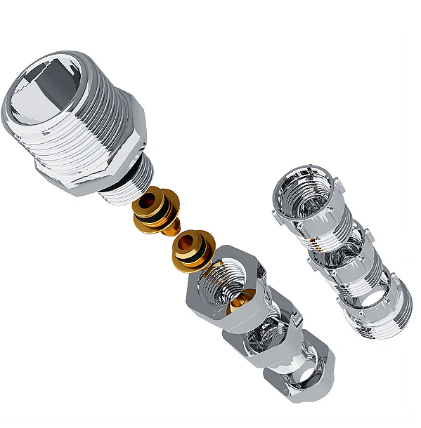 ADAPTADOR CROMADO P/ FILTRO M 1/2 - 6 EM 1