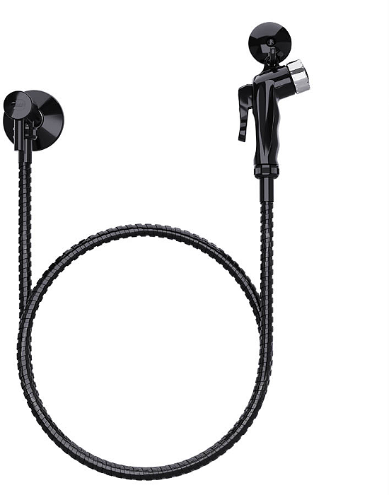 KIT DUCHA POP BLACK C/ CRIVO CR.VOL. BL. REG.CONFORT ABS BL. C/ FLEX INOX BL. 120CM