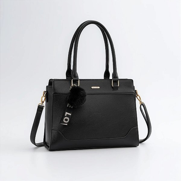 Bolsa Feminina Tote com Pompom de Acessório  Baoluolan