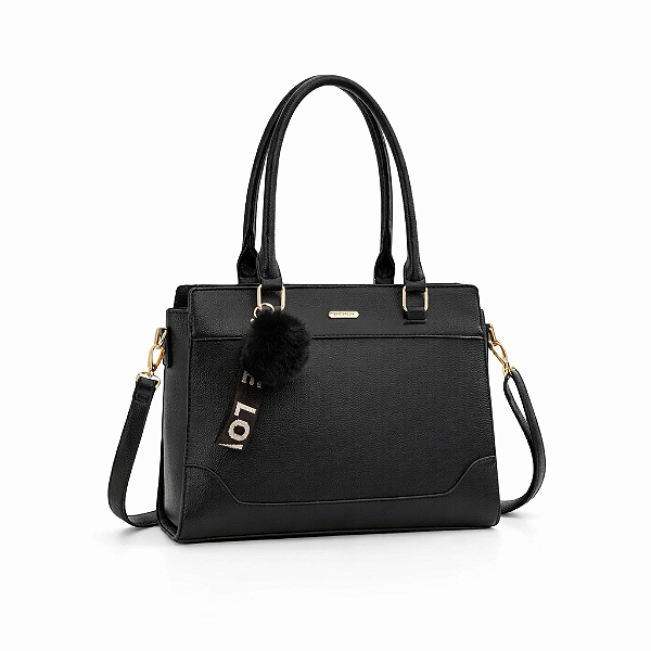 Bolsa Feminina Tote com Pompom de Acessório Baoluolan