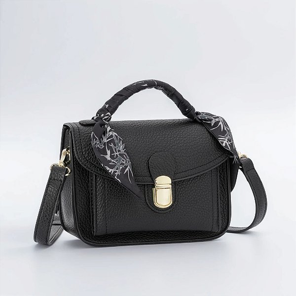 Bolsa Feminina com Alça Tiracolo e Detalhe em Lenço Kui Hou