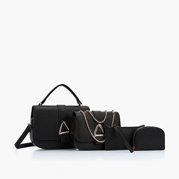 Kit Versátil 2 Bolsas Femininas + Carteira Slim + Niqueleira