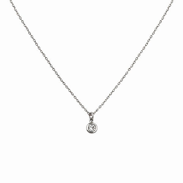 Colar Ponto de Luz com Cristal em Aço Inoxidável