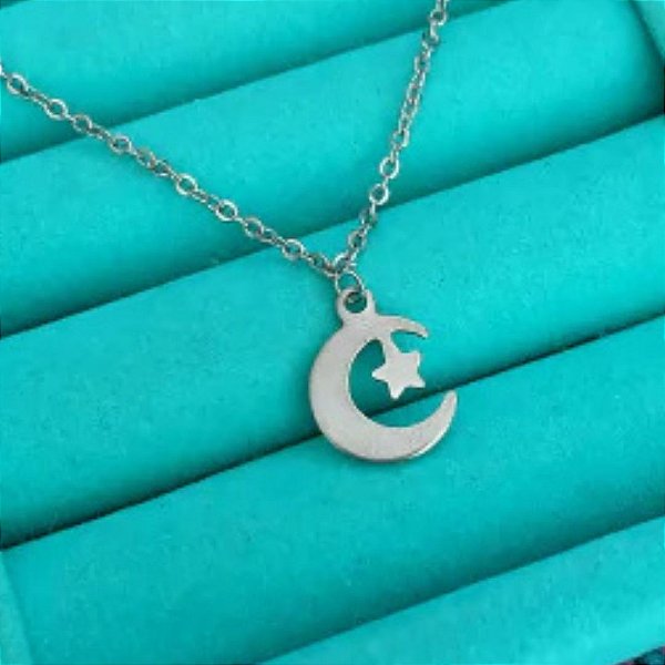 Colar Lua e Estrela – Proteção e Magia em Aço Inoxidável