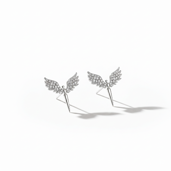 Brinco Asas de Anjo em Aço Inox com Strass
