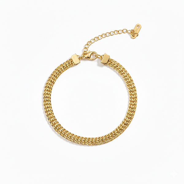 Pulseira Elo Grumet em Aço Inox Dourado – Elegância Atemporal