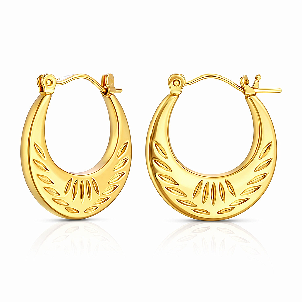 Brinco Argolas Retrô Estilo Francês em Aço Inox - Design Trabalhado