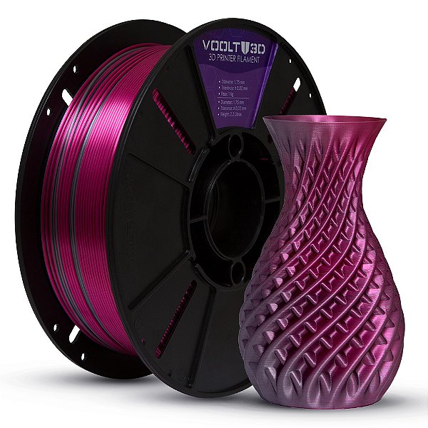 Filamento Para impressão 3D | PLA PREMIUM DUO COLOR INOX E ROSA CHOQUE VSILK 1.75mm VOOLT3D