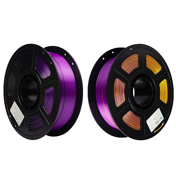 Filamento Para impressão 3D | PLA SILK TRICOLOR PRETO, ROXO E DOURADO 1.75mm 3DFILA