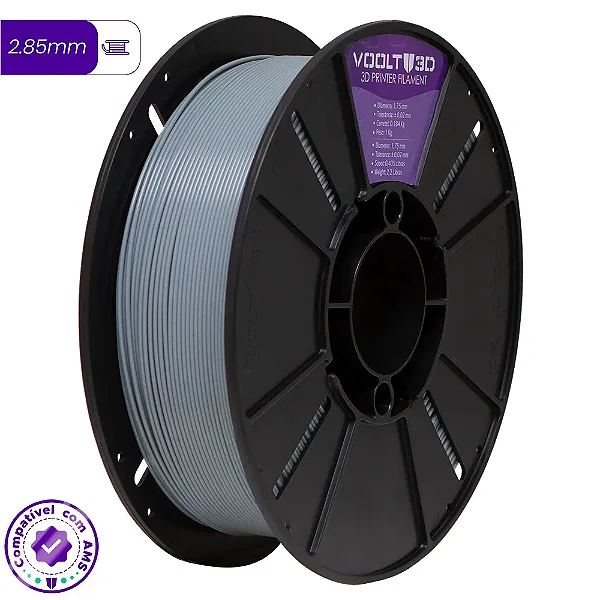 Filamento Para impressão 3D | PLA PREMIUM CINZA CLARO SÓLIDO 1.75mm VOOLT3D
