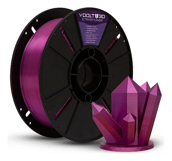 Filamento Para impressão 3D | PLA PREMIUM ROSA  AMETISTA VSILK 1.75mm VOOLT3D
