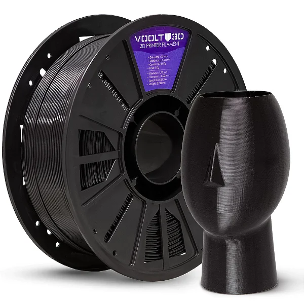 Filamento Para Impressora 3D | PETG Premium HF PRETO 1.75mm VOOLT3D