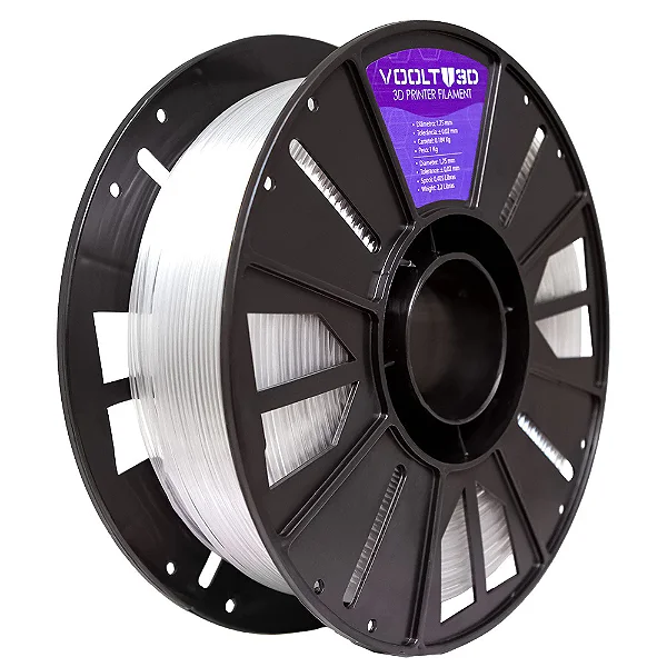 Filamento Para Impressora 3D | PETG Premium HF NATURAL TRANSLÚCIDO 1.75mm VOOLT3D