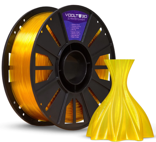 Filamento Para impressão 3D | PETG HF PREMIUM AMARELO OURO TRANSLÚCIDO 1.75mm VOOLT3D