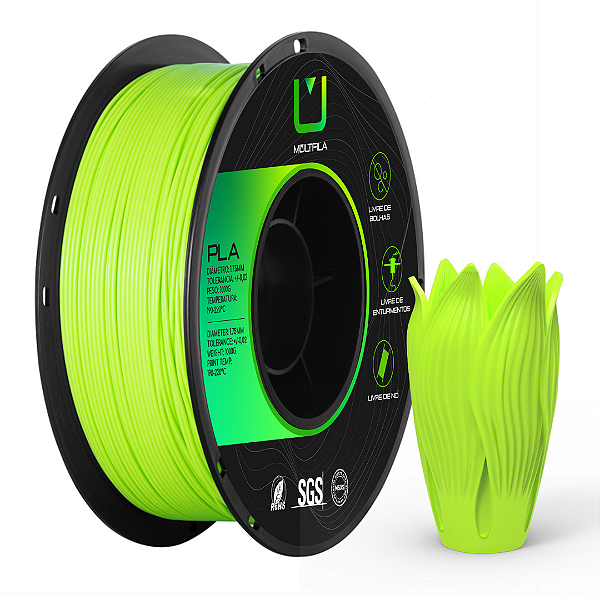 Filamento Para impressão 3D | PLA VERDE LIMÃO 1.75mm MULTIFILA
