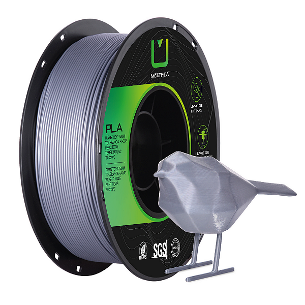 Filamento Para impressão 3D | PLA PRATA 1.75mm MULTIFILA