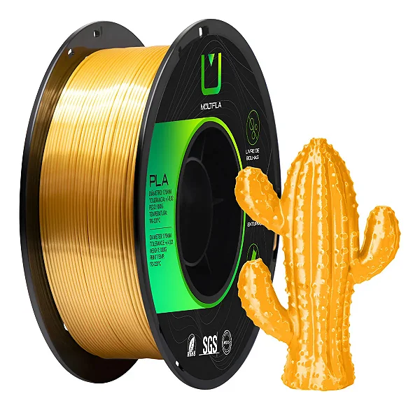 Filamento Para impressão 3D | PLA SILK OURO 1.75mm MULTIFILA