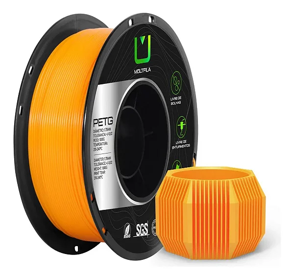 Filamento Para impressão 3D | PETG LARANJA 1.75mm MULTIFILA