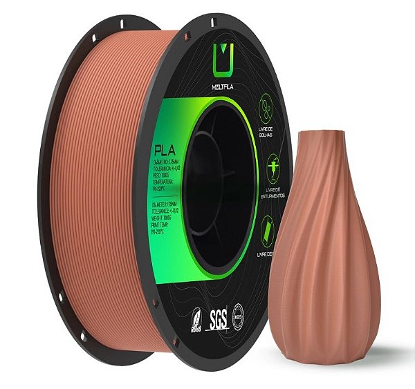 Filamento Para impressão 3D | PLA MATE MARROM TERRACOTA 1.75mm MULTIFILA
