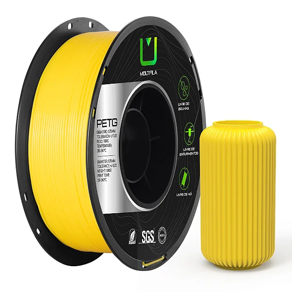 Filamento Para impressão 3D | PETG AMARELO 1.75mm MULTIFILA