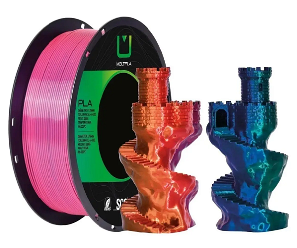 Filamento Para impressão 3D | PLA SILK Tri Color Dourado Vermelho Azul 1.75mm MULTIFILA