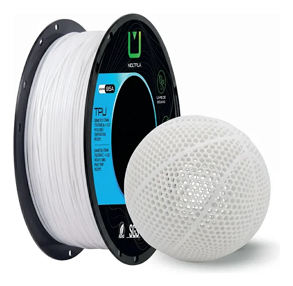 Filamento Para impressão 3D | TPU BRANCO 1.75mm MULTIFILA