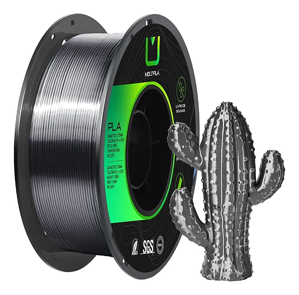 Filamento Para impressão 3D | PLA SILK PRETO 1.75mm MULTIFILA