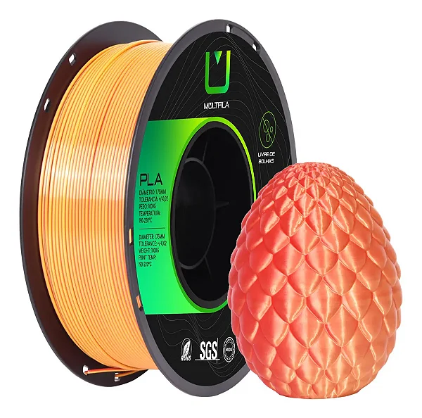 Filamento Para impressão 3D | PLA DUAL COLOR Dourado e Vermelho 1.75mm MULTIFILA