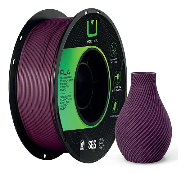 Filamento Para impressão 3D | PLA MATTE VINHO 1.75mm MULTIFILA