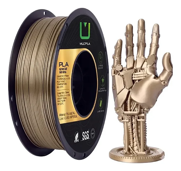 Filamento Para impressão 3D | PLA METAL OURO IMPERIAL 1.75mm MULTIFILA