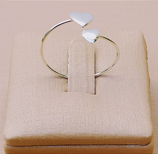 Anel Minimalista Regulável Dois Corações