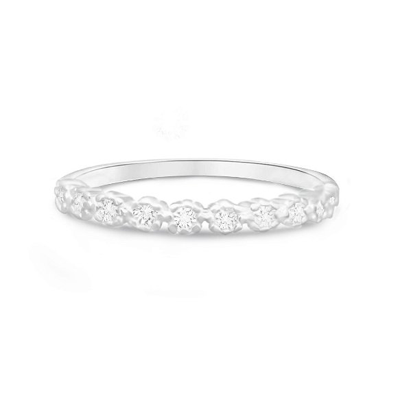 Anel Meia Aliança Cravejada