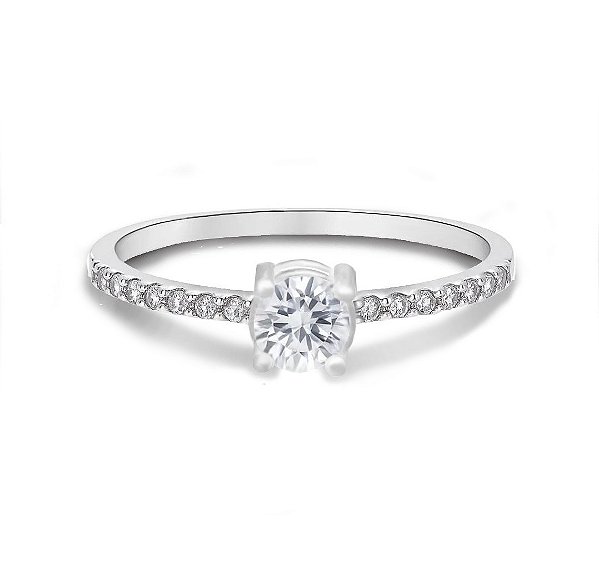 Anel Solitário Cravejado com Zircônias