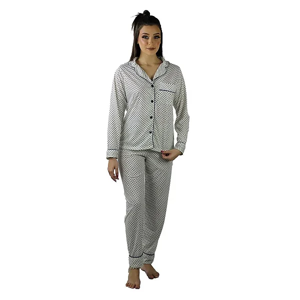 Pijama Feminino Inverno Adulto Americano Malha - Poá