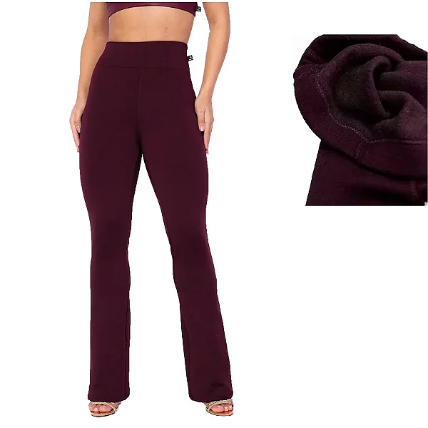 Calça Flare Flanelada Térmica - Vinho