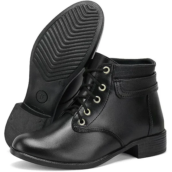 Bota Feminina Coturno Cano Curto - Linha Outono Inverno - Preto