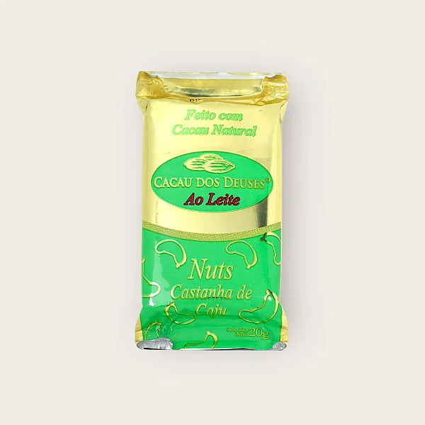 Barra 20g Nuts Chocolate Ao Leite c/ Castanha de Caju
