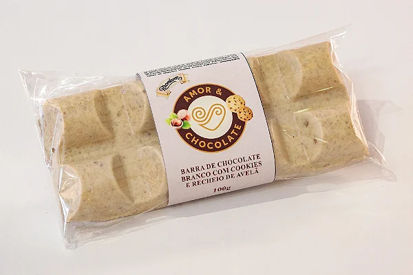 Barra Recheada 100g Cookies c/ Creme de Avelã Branco