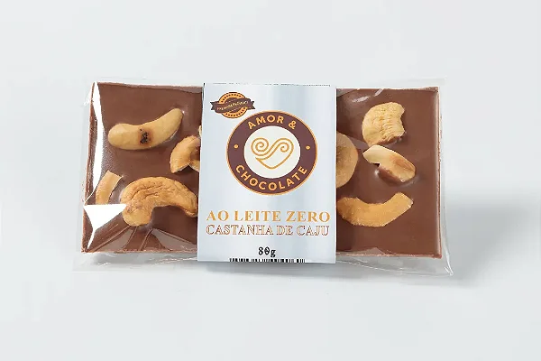Barra 80g c/ Castanha de Caju Ao Leite Zero Açúcar