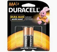 Pilha Duracell AAA - Pacote com 2 Unidades