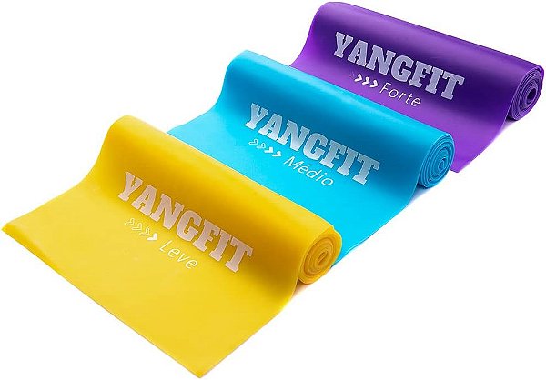 Faixa Elástica Yangfit - Conjunto com 3 Intensidades